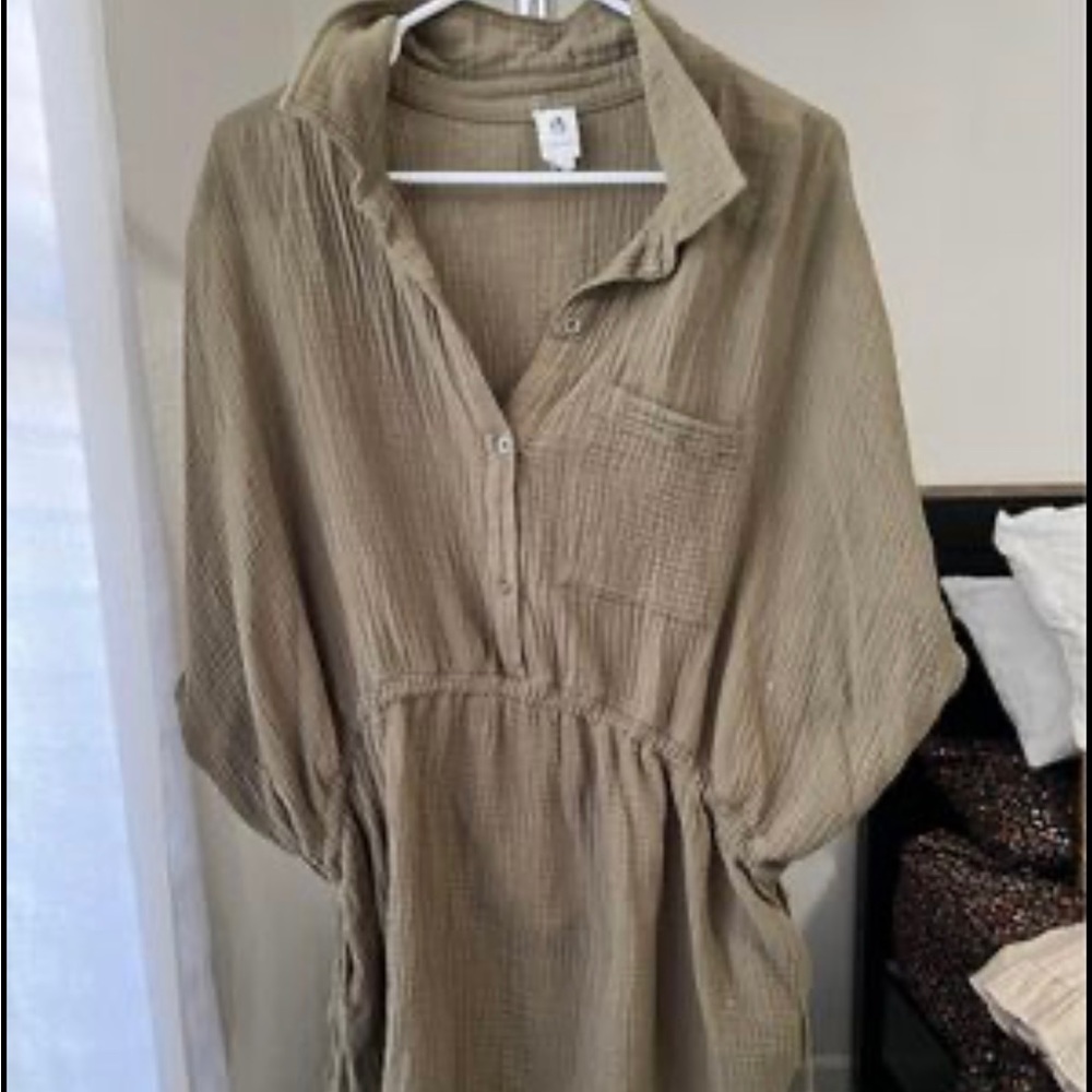 Flawless brand cinch waist short dress army green new without tags size small